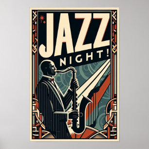 New Orleans Jazz Night – Vintage Art  Poster