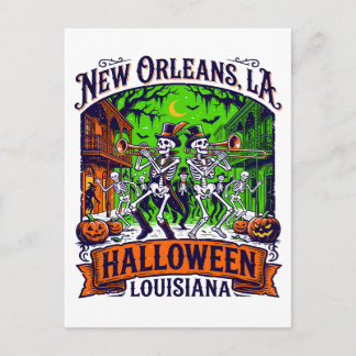 New Orleans LA Halloween Jazz Skeleton Parade Postcard