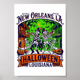 New Orleans LA Halloween Jazz Skeleton Parade Poster