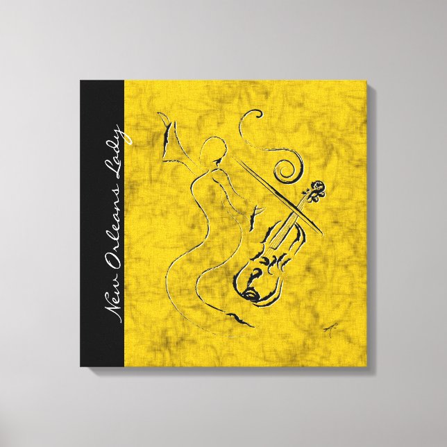 New Orleans Lady - Violin on Wrapped Canvas - Gold (Front)