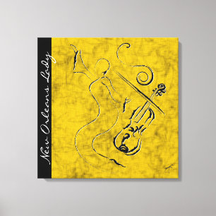 New Orleans Lady - Violin on Wrapped Canvas - Gold