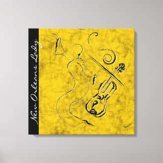 New Orleans Lady - Violin on Wrapped Canvas - Gold