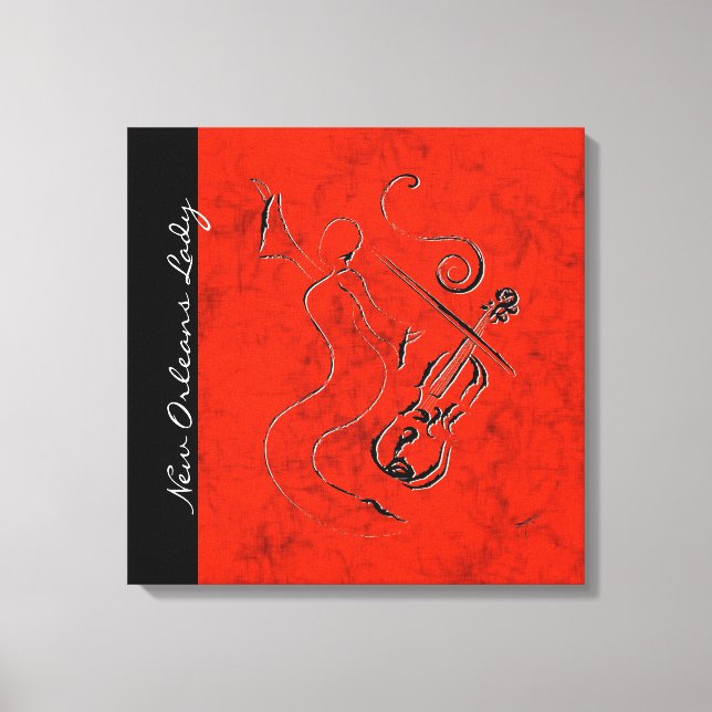 New Orleans Lady - Violin on Wrapped Canvas - Red (Front)