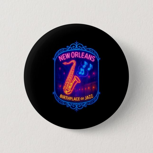New Orleans, Louisiana, Birthplace Of Jazz  6 Cm Round Badge (Front)