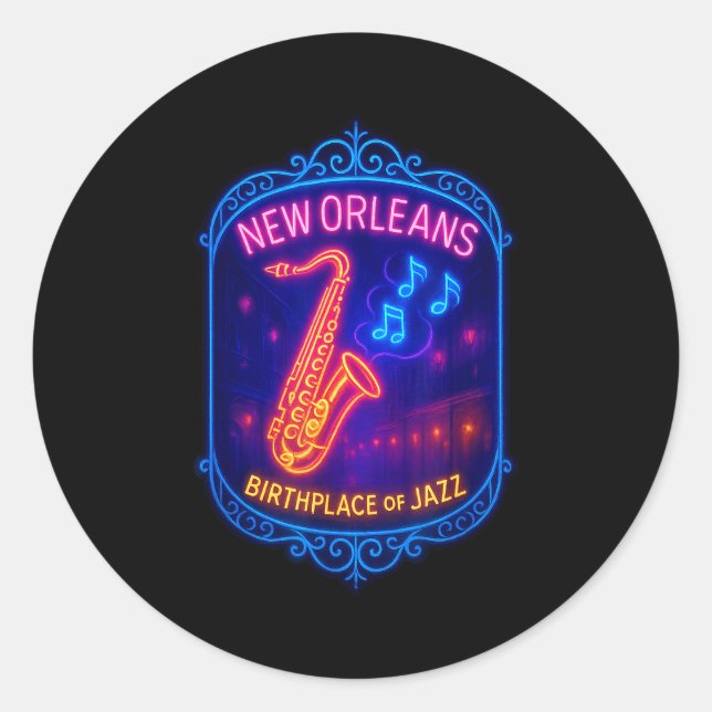 New Orleans, Louisiana, Birthplace Of Jazz  Classic Round Sticker (Front)