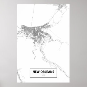 New Orleans, Louisiana (black on white) Poster