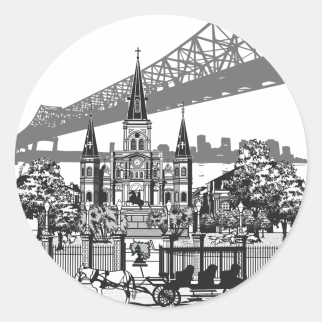 New Orleans Louisiana Classic Round Sticker (Front)