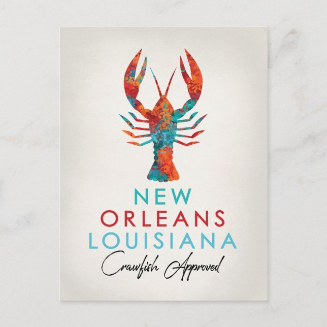 New Orleans Louisiana Crawfish Bright Postcard (Front)