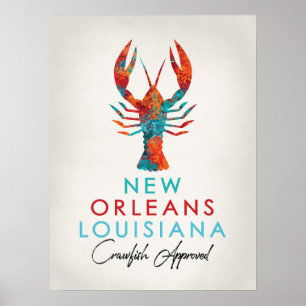 New Orleans Louisiana Crawfish Bright Poster