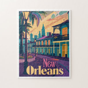 New Orleans Louisiana French Quarter at Sunset Jigsaw Puzzle