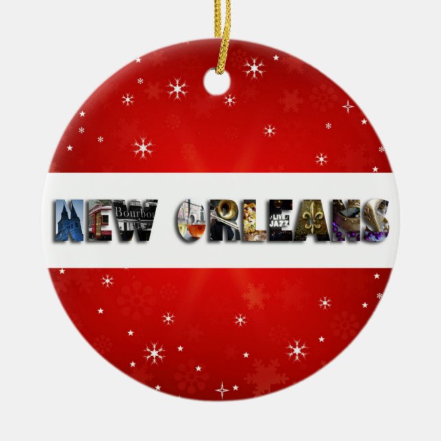 New Orleans Louisiana French Quarter Christmas Ceramic Tree Decoration (Front)