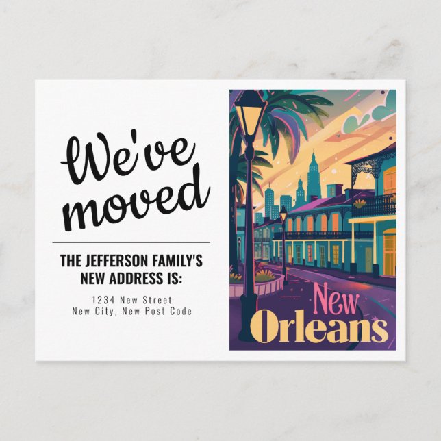 New Orleans Louisiana French Quarter We've Moved Postcard (Front)
