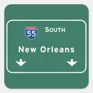 New Orleans Louisiana Interstate Highway Freeway : Square Sticker