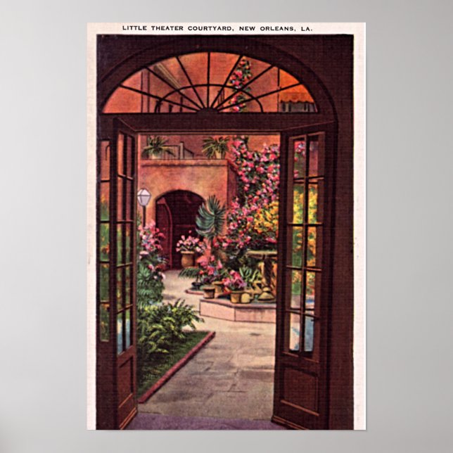New Orleans Louisiana Little Theatre Courtyard Poster (Front)