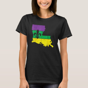 New Orleans Louisiana Map Jester Funny Mardi Gras T-Shirt