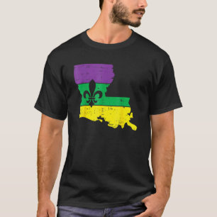 New Orleans Louisiana Map Jester Funny Mardi Gras T-Shirt