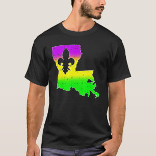 New Orleans Louisiana Map Men Women Mardi Gras Car T-Shirt