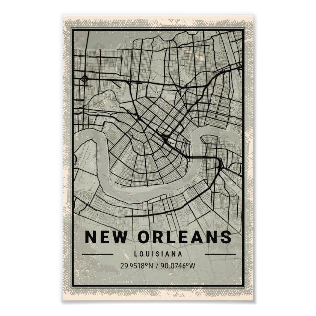 New orleans Louisiana map print poster canvas (Front)