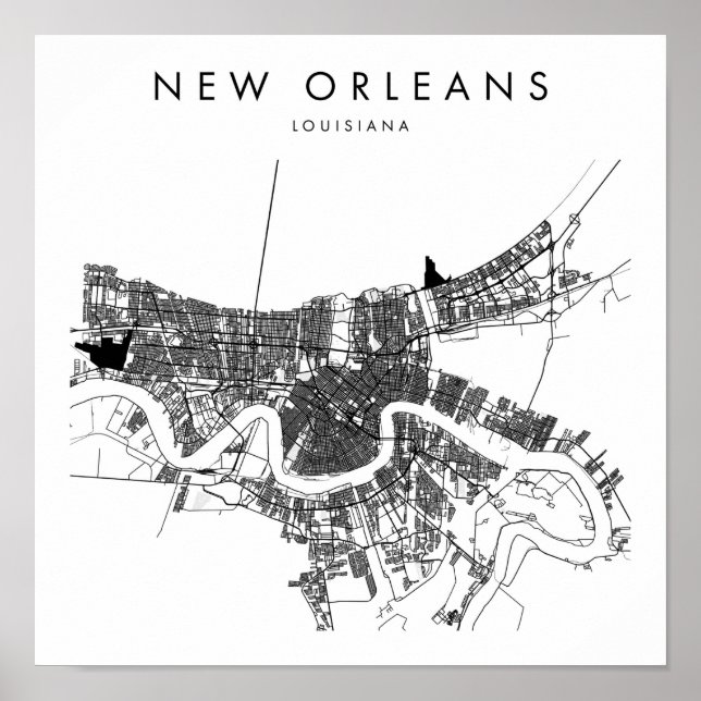 New Orleans Louisiana Minimal Modern Street Map Poster (Front)
