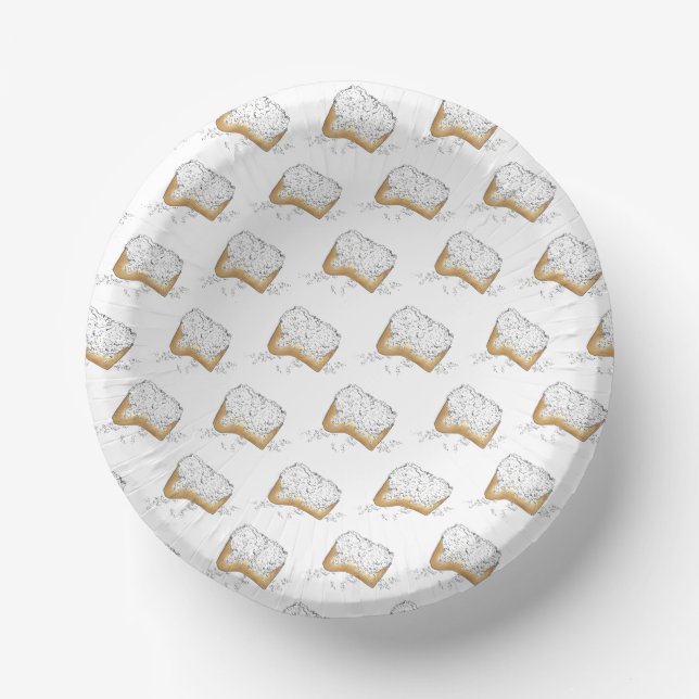 New Orleans Louisiana NOLA Sugary Beignet Pastry Paper Plate (Front)