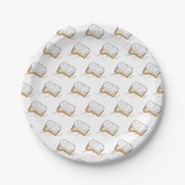 New Orleans Louisiana NOLA Sugary Beignet Pastry Paper Plate (Front)