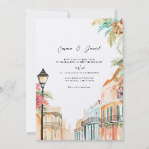 New Orleans Louisiana NOLA Watercolor Invitation