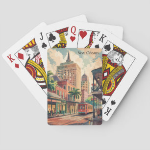 New Orleans Louisiana Painting Vintage Travel  Playing Cards