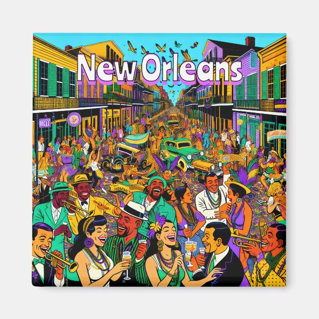 New Orleans, Louisiana People Having Fun Magnet (Front)