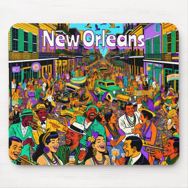 New Orleans, Louisiana People Having Fun Mouse Mat (Front)