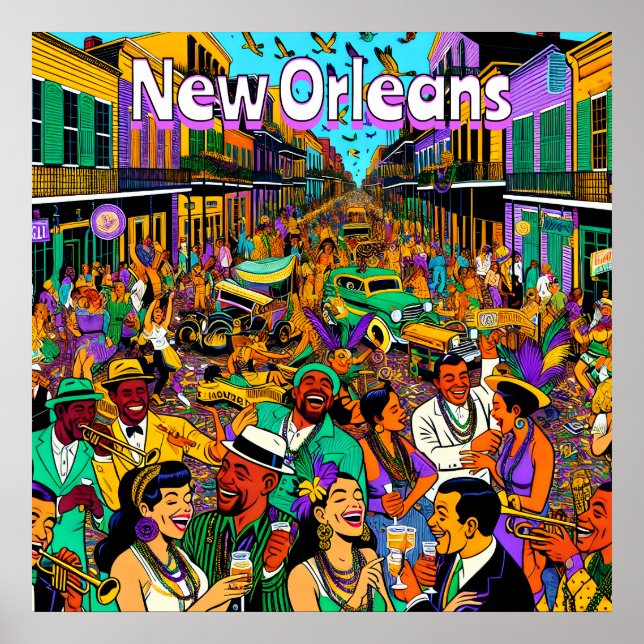 New Orleans, Louisiana People Having Fun Poster (Front)