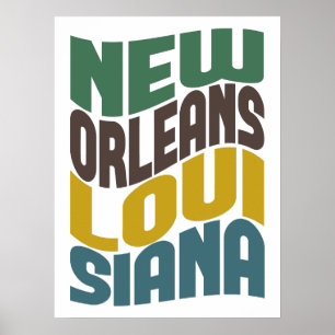 New Orleans Louisiana Retro Wave Poster