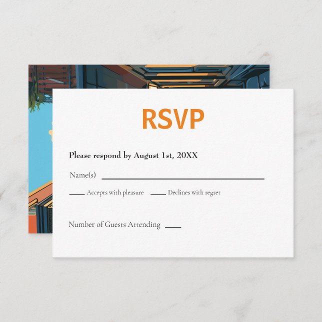 New Orleans Louisiana RSVP Card Retro (Front/Back)