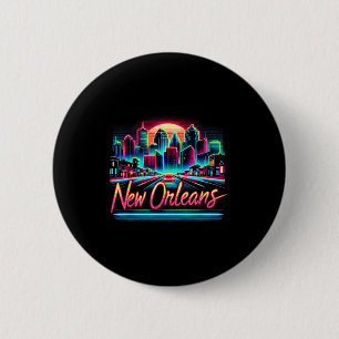 New Orleans Louisiana Shirt La 80s 90s Retro City 6 Cm Round Badge