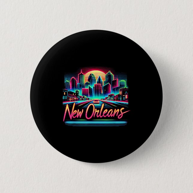 New Orleans Louisiana Shirt La 80s 90s Retro City  6 Cm Round Badge (Front)