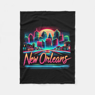 New Orleans Louisiana Shirt La 80s 90s Retro City  Fleece Blanket