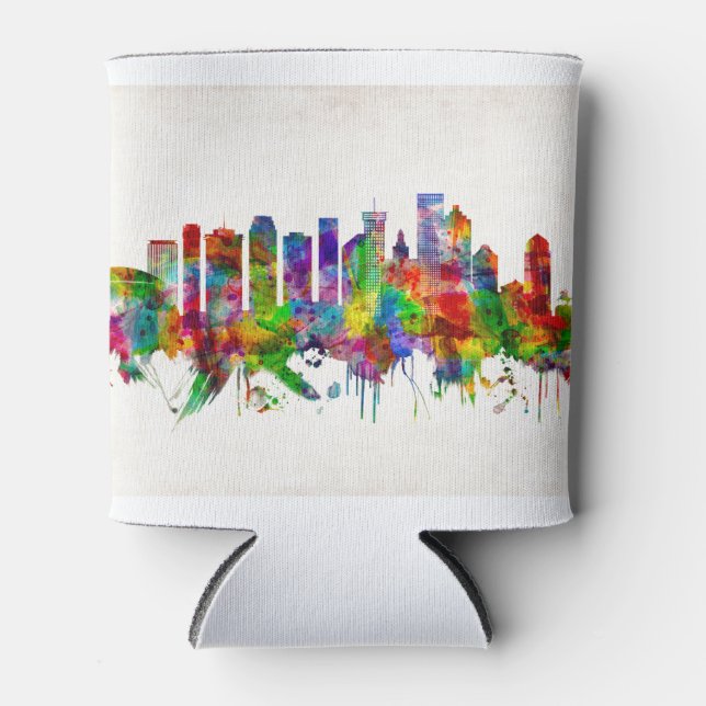 New Orleans Louisiana Skyline Can Cooler (Front)