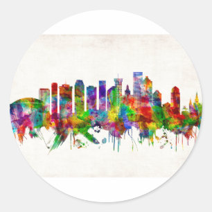 New Orleans Louisiana Skyline Classic Round Sticker