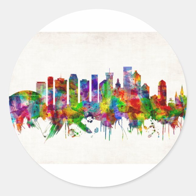 New Orleans Louisiana Skyline Classic Round Sticker (Front)