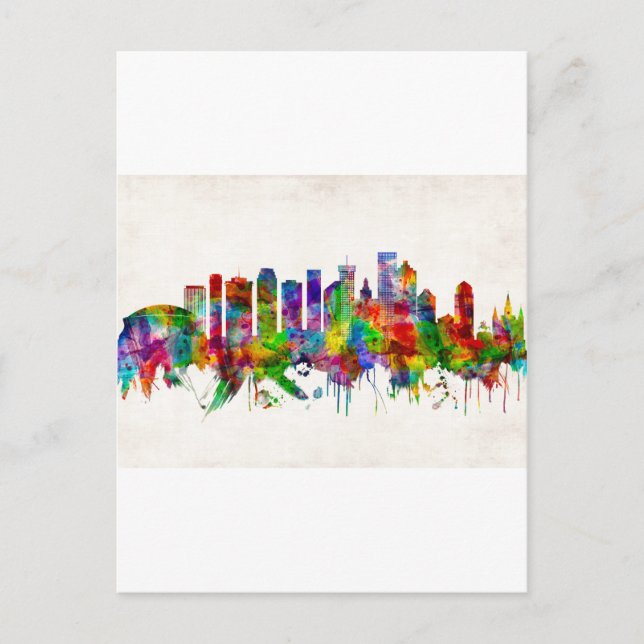 New Orleans Louisiana Skyline Holiday Postcard (Front)