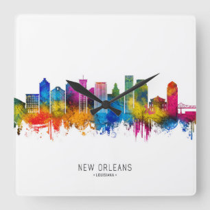 New Orleans Louisiana Skyline Square Wall Clock