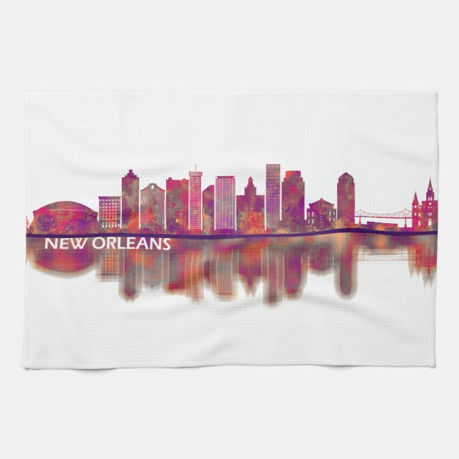 New Orleans Louisiana Skyline Tea Towel (Horizontal)