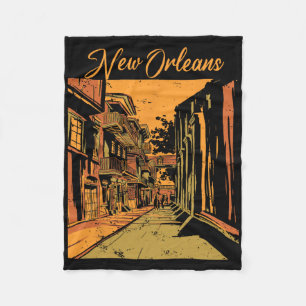 New Orleans Louisiana Souvenir Bourbon Street Fleece Blanket