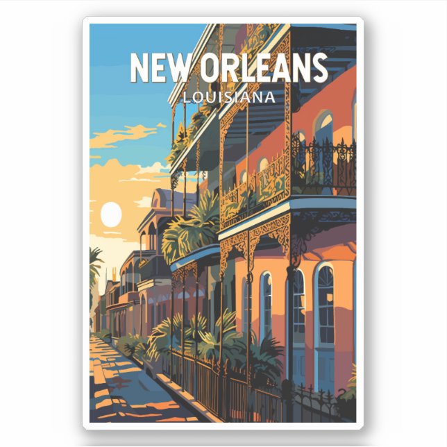 New Orleans Louisiana Travel Art Vintage (Front)