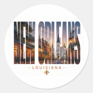 New Orleans Louisiana Travel Design Classic Round Sticker
