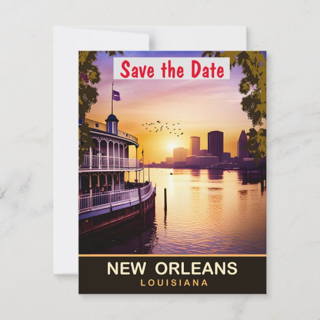 New Orleans, Louisiana, Travel Postcard, Save The Date (Front)