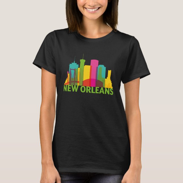New Orleans Louisiana USA Skyline Silhouette Outli T-Shirt (Front)