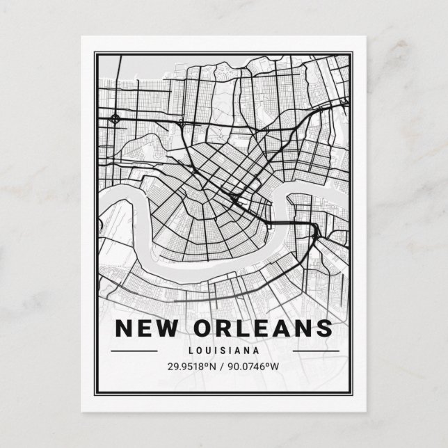 New Orleans Louisiana USA Travel City Map Postcard (Front)