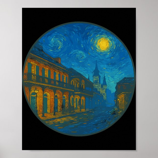 New Orleans Louisiana - Van Gogh Starry Night Styl Poster (Front)