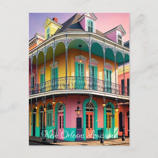 New Orleans Louisiana vintage retro pastel  Postcard (Front)