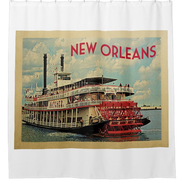 New Orleans Louisiana Vintage Travel Shower Curtain (Front)